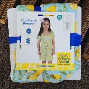Girls' Lemon Print Romper - Yellow & Light Blue